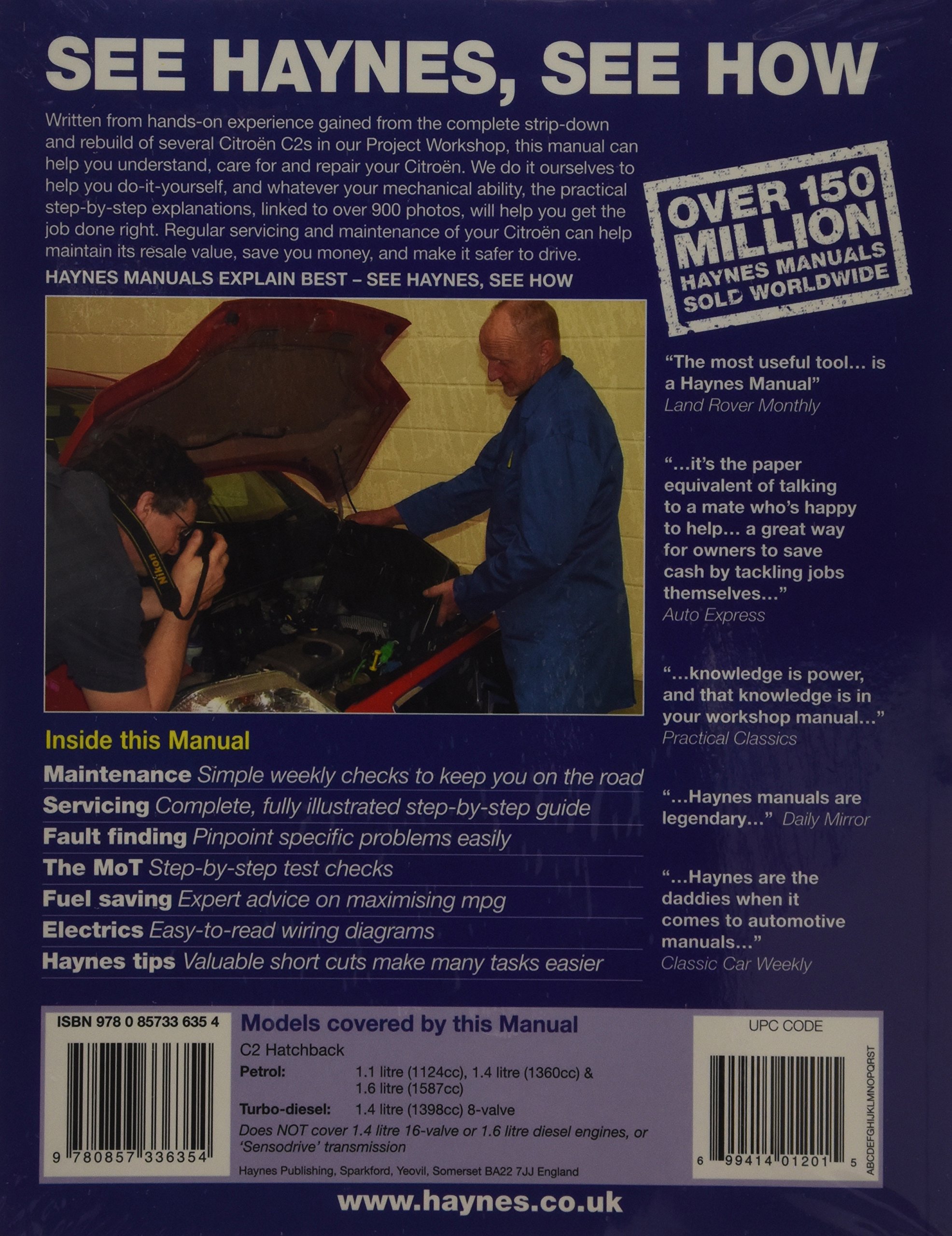 Citroen C2 Petrol & Diesel (03 - 10) Haynes Repair Manual (Haynes Manual):  Amazon.co.uk: Anon: 9780857336354: Books