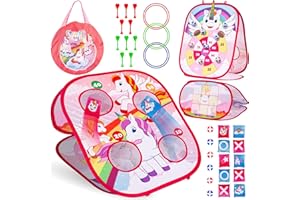 Chuchik Dinosaur/Unicorn 5in1 Animal Bean Bag Toss Game Toy Outdoor Games for Kids, Gift for 3 Year Old Boy Toys Birthday, Outside Toys for Toddlers 2-4 3-5 4-6 Cornhole Ring Yard Games for Kids