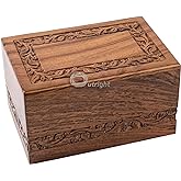 Outright Cremation Urns for Adult Human Ashes - Adult Extra Small Wooden Urn Handcrafted Border Engraved for Funeral and burial | Tree of Life Print for male and female