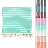 Sand Cloud Large Turkish Beach Towel - Sand Free - Fast Drying -100% Certified Organic Turkish Cotton Yarn - Great for Beach Bath or as a Blanket - As Seen on Shark Tank - Gocek (Mint) 37x69