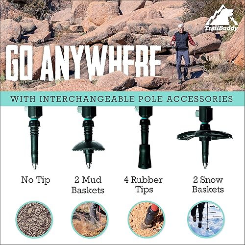 TrailBuddy Trekking Poles Lightweight, Collapsible Hiking Poles