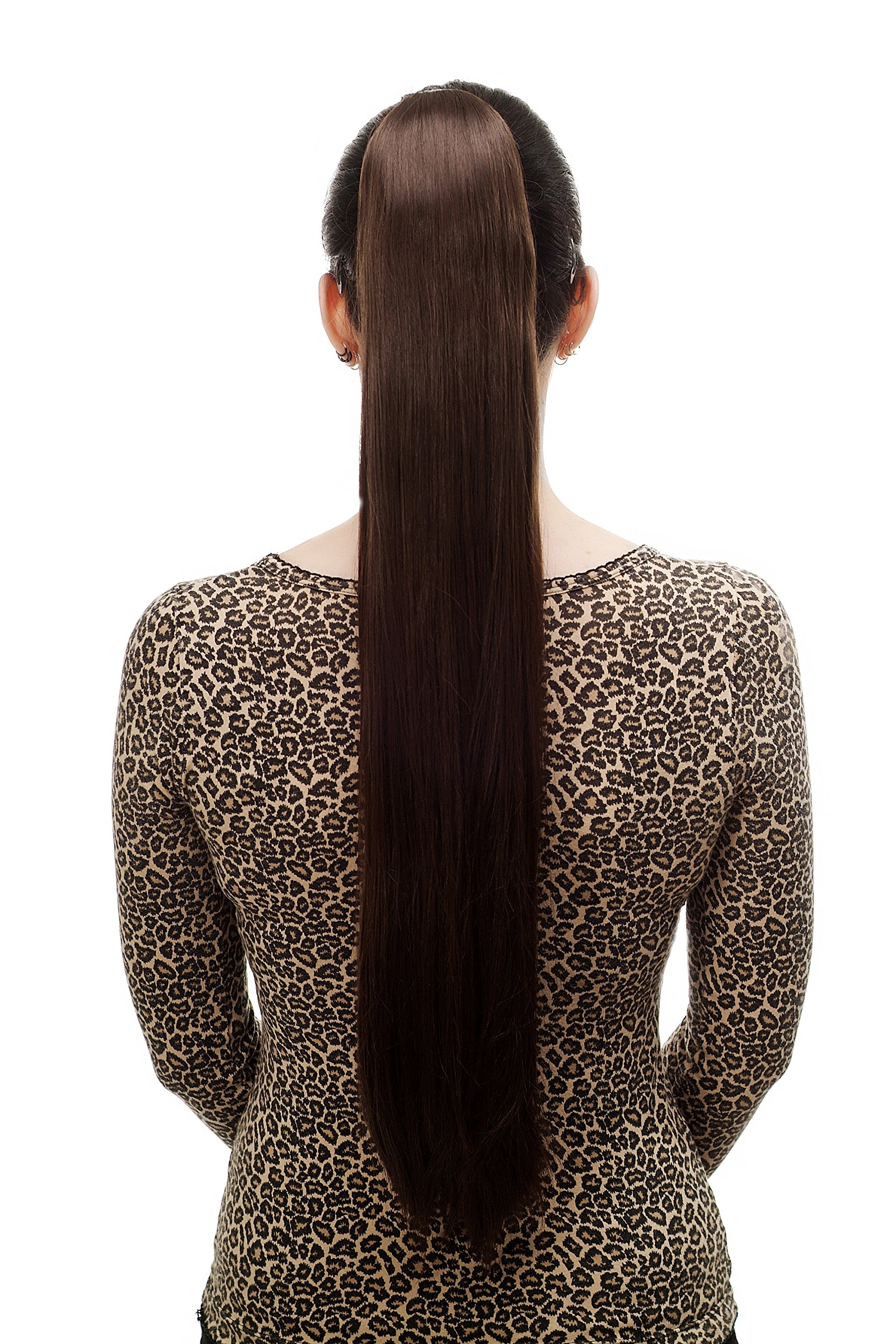WIG ME UP - Hairpiece PONYTAIL with Claw Clamp/Clip extremely long straight & smooth chocolate brown T113-6 70 cm