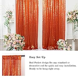 AMZLOKAE Orange Backdrop Curtains 2 Panels 2Ftx7Ft