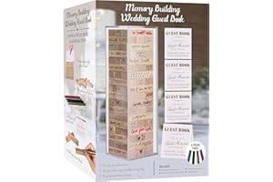 IDEA NOVA Wedding Guest Book Alternative, 54 PCS Wooden Block w Acrylic Display Box, Guest Book for Wedding Sign in, Baby Shower, Guestbook for Wedding, Wedding Book w 4 Paper Signs and 4 Color Pens