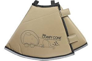 All Four Paws Comfy Cone Pet Cone for Dogs, Cats, Small-Long, Tan - Comfortable Soft Dog Cone Collar Alternative for After Surgery, Wound Care, Spay, Neuter - Dog and Cat Recovery Collar