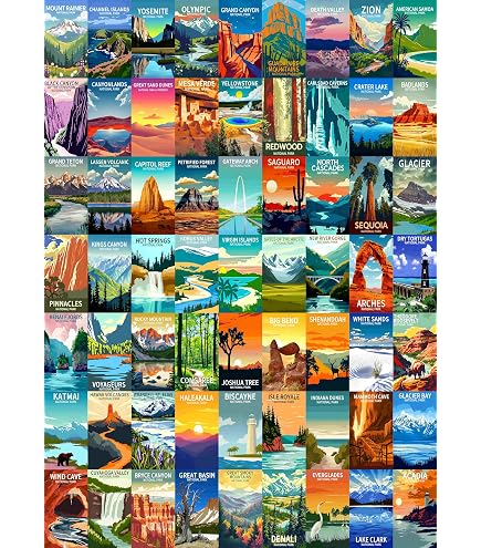 National Parks Jigsaw Puzzles For Adults 1000 Pieces With Map-Travel Roadtrip Bucket List Puzzle-Great Smoky Grand Canyon Yosemite Yellowstone Acadia Teton Zion Rocky Mountains (National Park