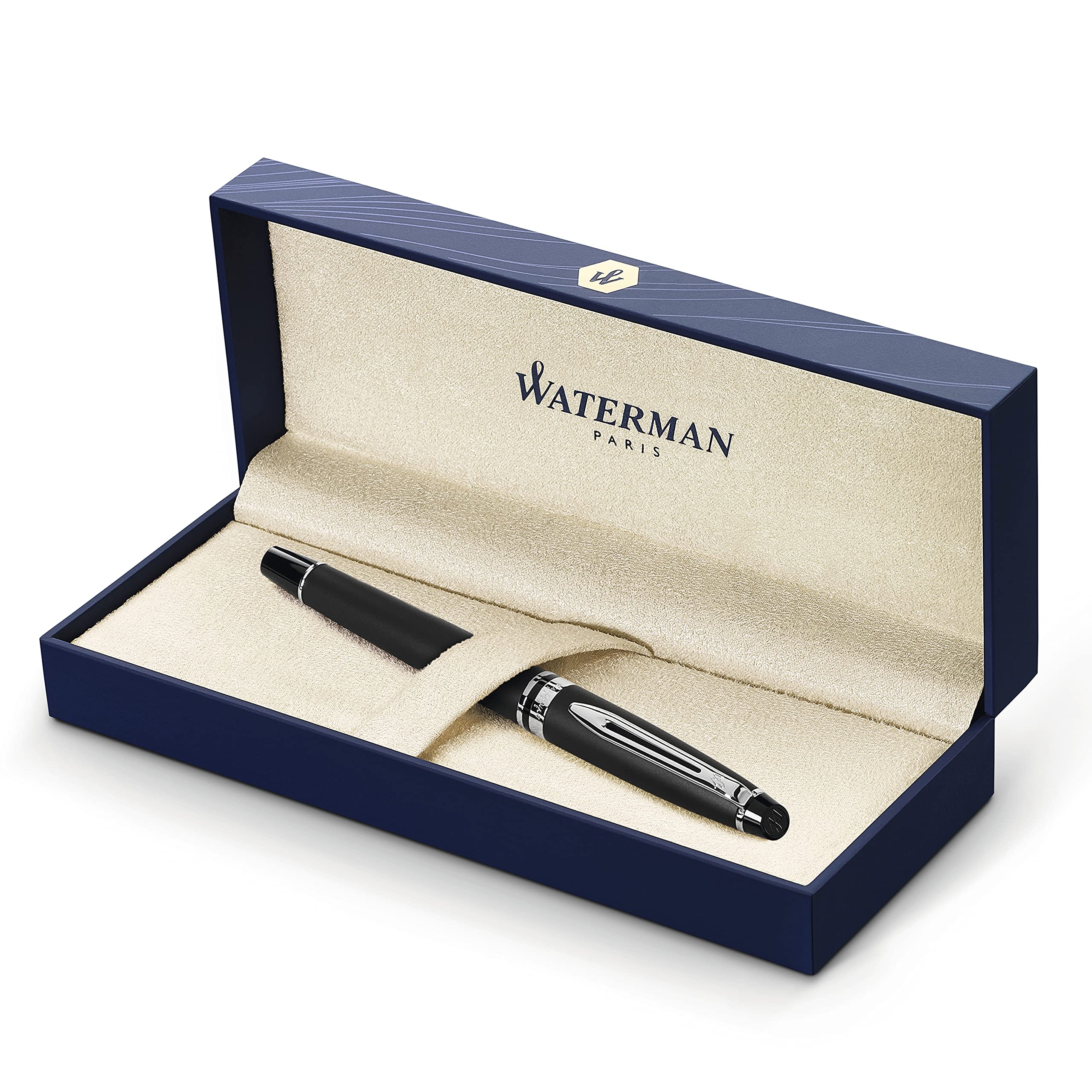 Waterman Expert Fountain Pen | Matte Black with Chrome Trim | Medium Nib | Gift Box — image 1