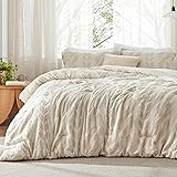 Bedsure Full Size Comforter Set Beige, Boho Tufted