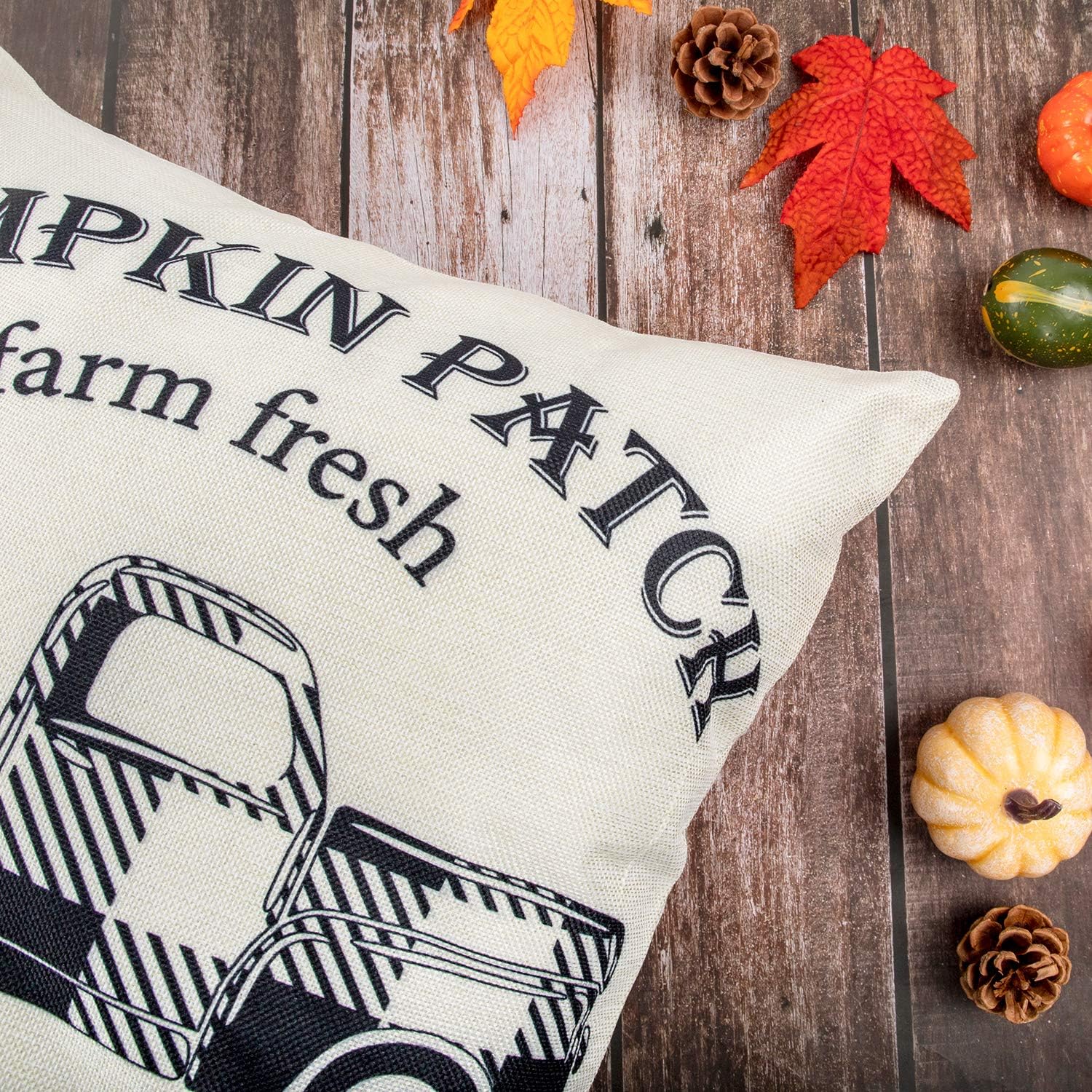 YGEOMER Fall Pillow Covers 18×18 Inch Set of 4 Fall Decor for Home Autumn Farmhouse Buffalo Plaid Pillow Covers Holiday Rustic Linen Pillow Case for Sofa Couch Thanksgiving Throw Pillow Covers: Home & Kitchen