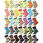 Vabean 36 Pairs Funny Men's Dress Socks Men's Novelty Crew Socks Cotton Dress Bulk Colorful Dress Set for Women Men