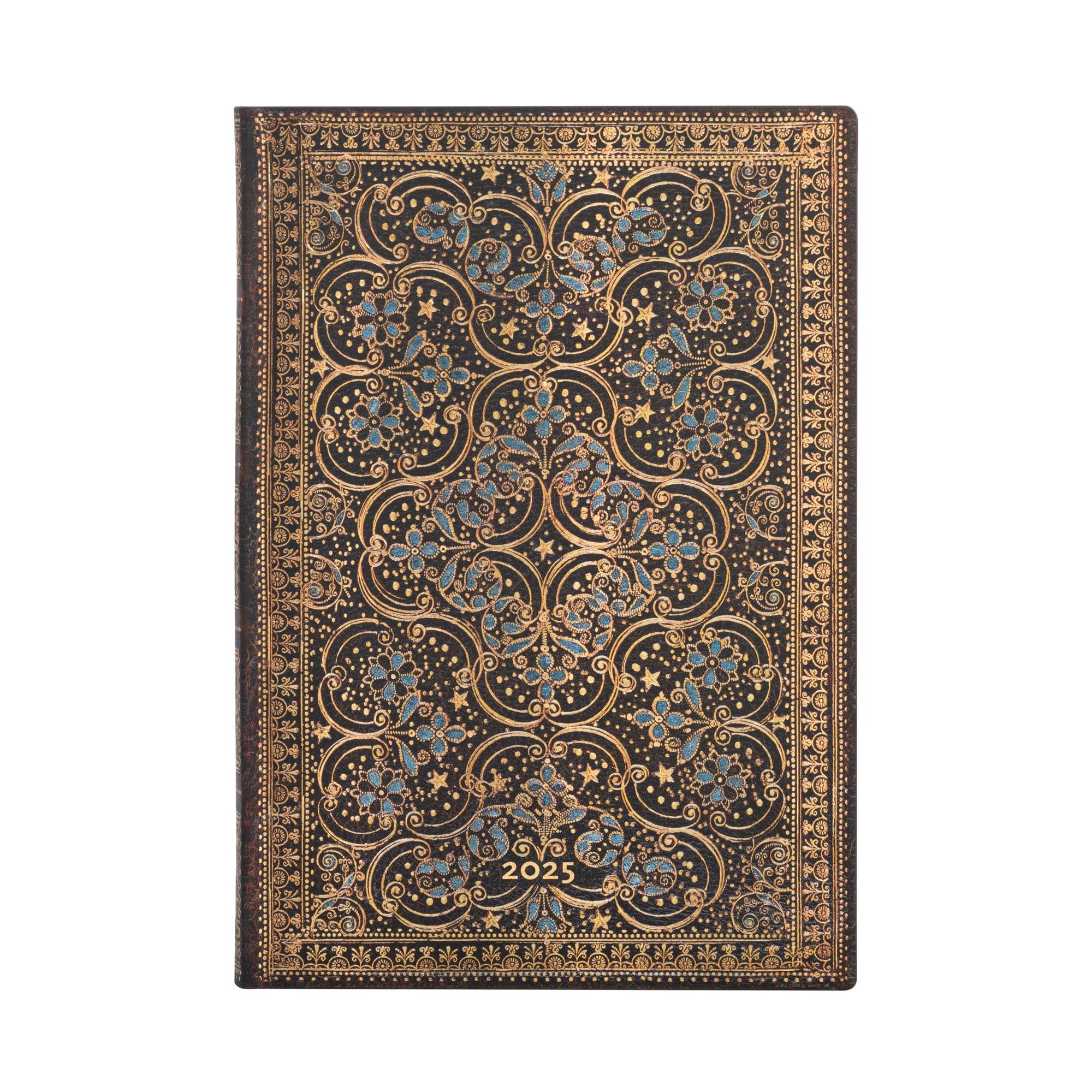 Kalendarz Paperblanks 2025 Restoration Midi tygodniowy HOR Flexi: tydzień na dwóch stronach, zamykany na gumkę, Papier 100 GSM