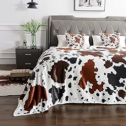WIBUE Cow Throw Blanket 80"x60" with 2 Pcs Pillow