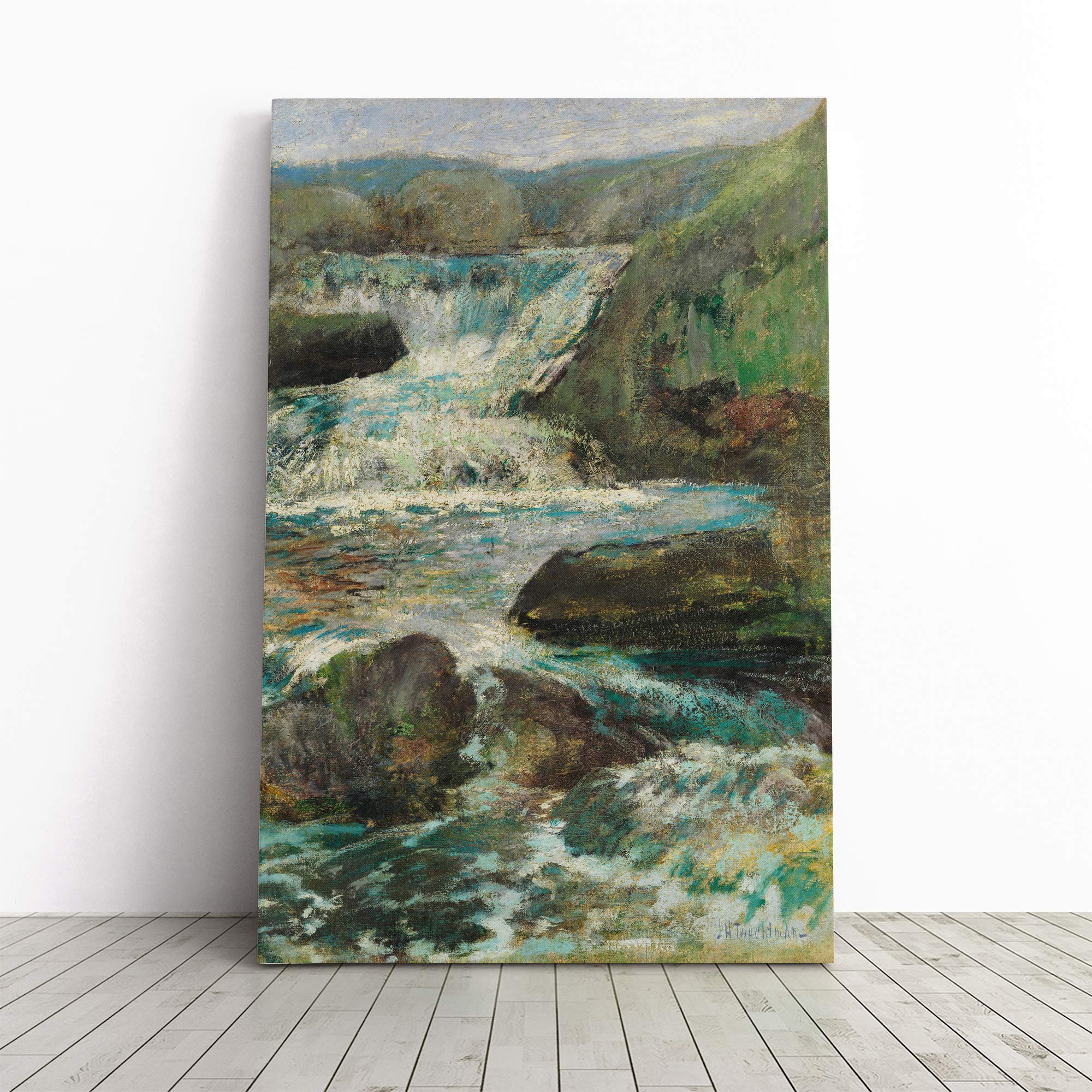 John Henry Twachtman Waterfall Vol.2 Canvas Print | Gallery Wrapped 30mm Frame Wall Art | 20x14 inches | Ready to Hang | Modern Landscape Picture | Living Room Bedroom Lounge Office