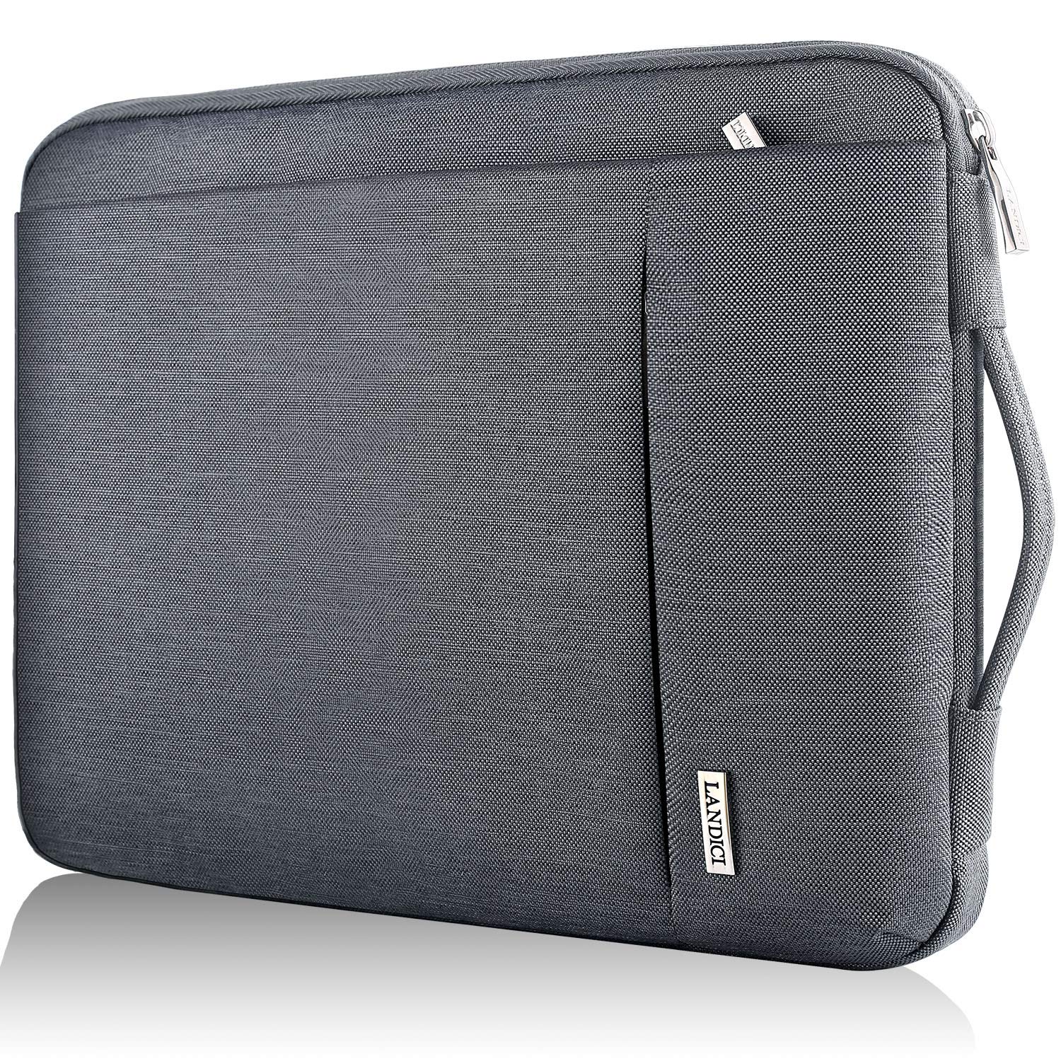 LANDICI 360°Protective Laptop Sleeve Case 13 13.3 14 Inch, Waterproof Computer Bag Cover with Handle for 2020-2024 MacBook Air 13 M2/M3, MacBook Pro 13/14, Chromebook 14,Grey