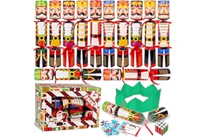 GRASTFU 12 Pack Christmas No-Snap Party Table Favors, Christmas Party Supplies with Party Hat Joke & Little Surprise Toys Inside for Kids & Adults, Xmas Table Decorations Seasonal Holiday Dinner Table Gifts
