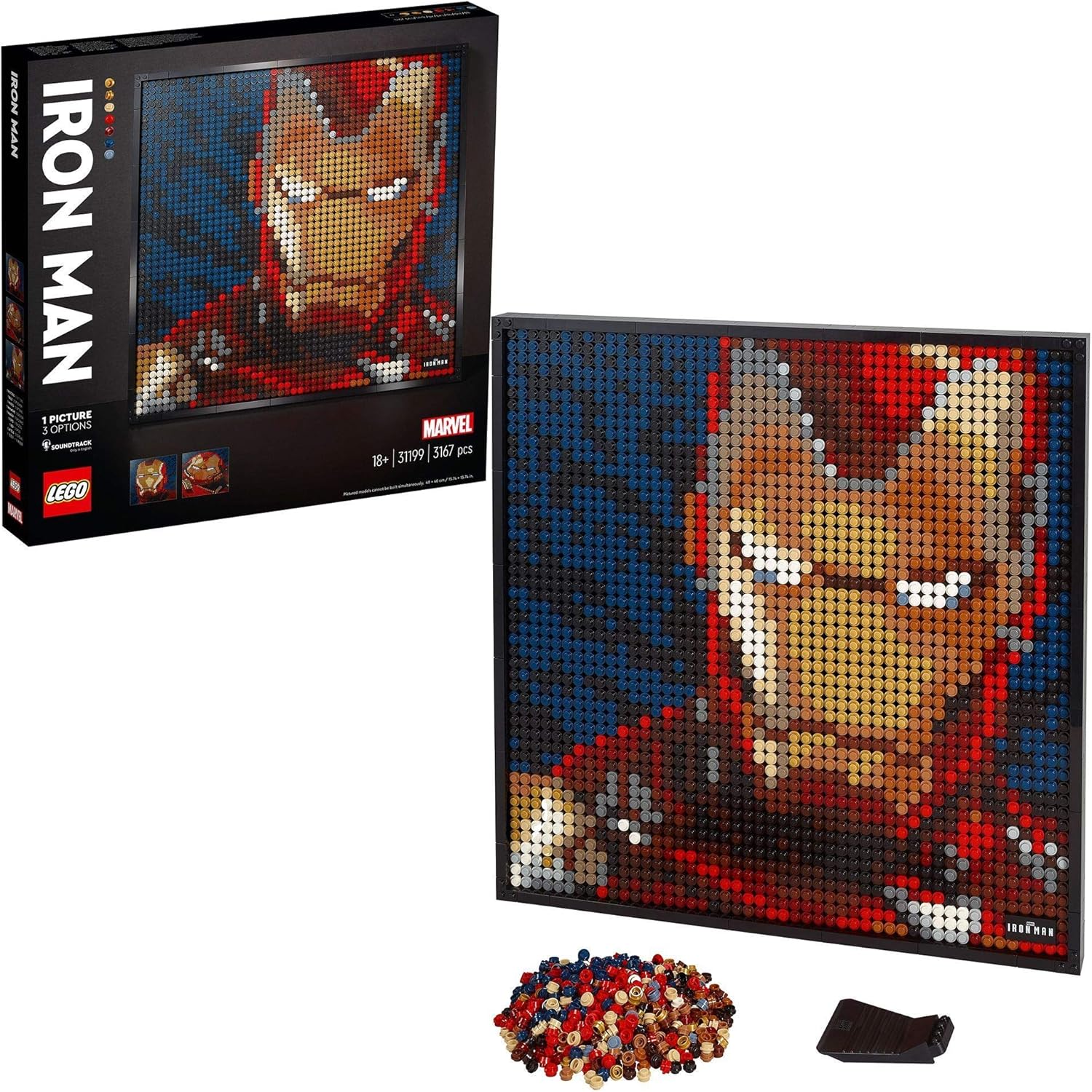 LEGO 31199 Art Marvel Studios Iron Man Póster de coleccionista DIY, Decoración de Pared, Imagen Personalizable, Set de Construcción para Adultos