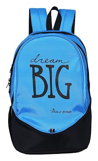 POLE STAR BIG-3 38 Lt sky Blue Black Casual Backpack I School Bag