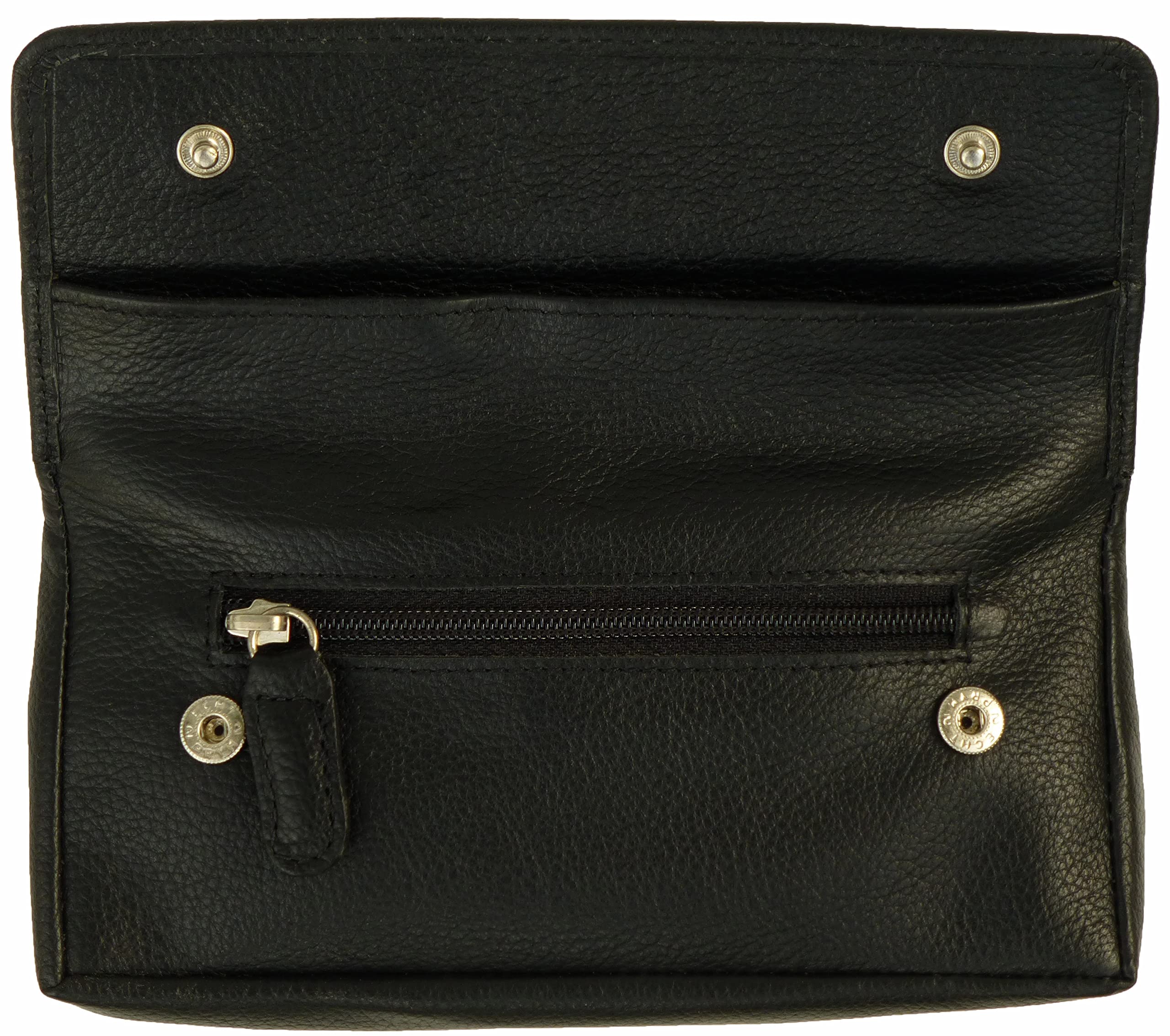 Quality Designer Fine Leather Tobacco Pouch with Rubberised Lining (Black)(Size: S)