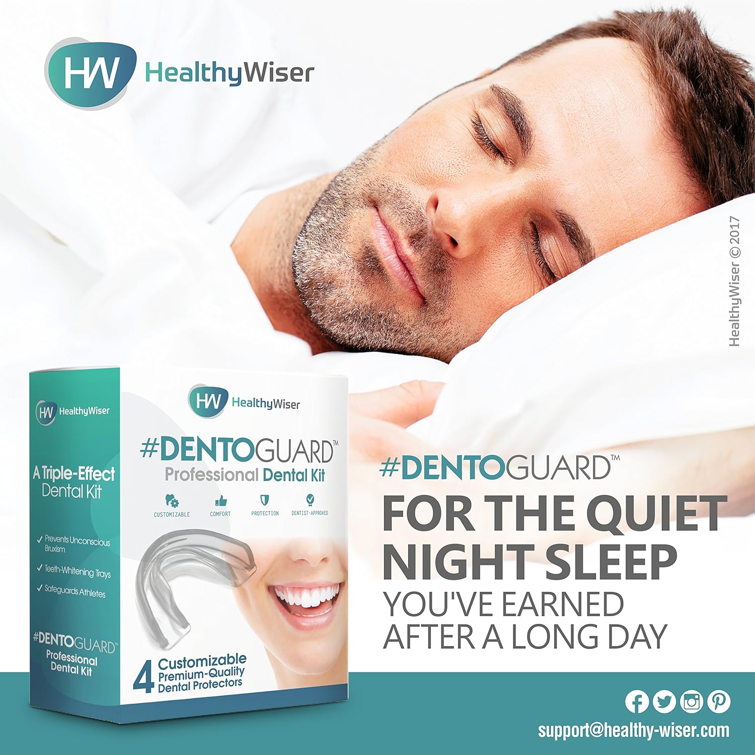 Mouth Guard - Teeth Grinding, Dentist-Approved Teeth Protectors, Offers Relief From Bruxism, TMJ & Teeth Clenching. Promotes Jaw Joint Relaxation, Custom Fit BPA-Free – 4 Pack : Beauty
