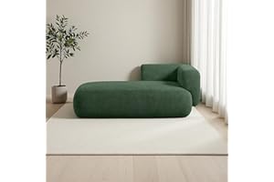 KHSDJSRUY Modern Chaise Lounge Chair Indoor Cloud Chaise Lounge Sofa Small Couches 64.2 x 33.1Inches Living Room Bedroom Office (Left Hand, Boucle Green)