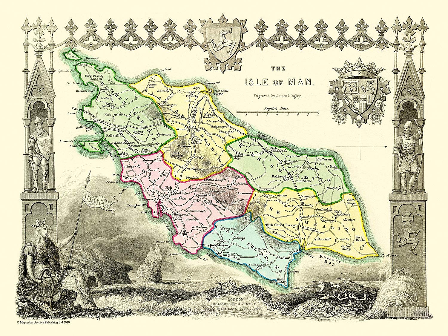 Isle Of Man Historic Map 1836 by Thomas Moule (jg)
