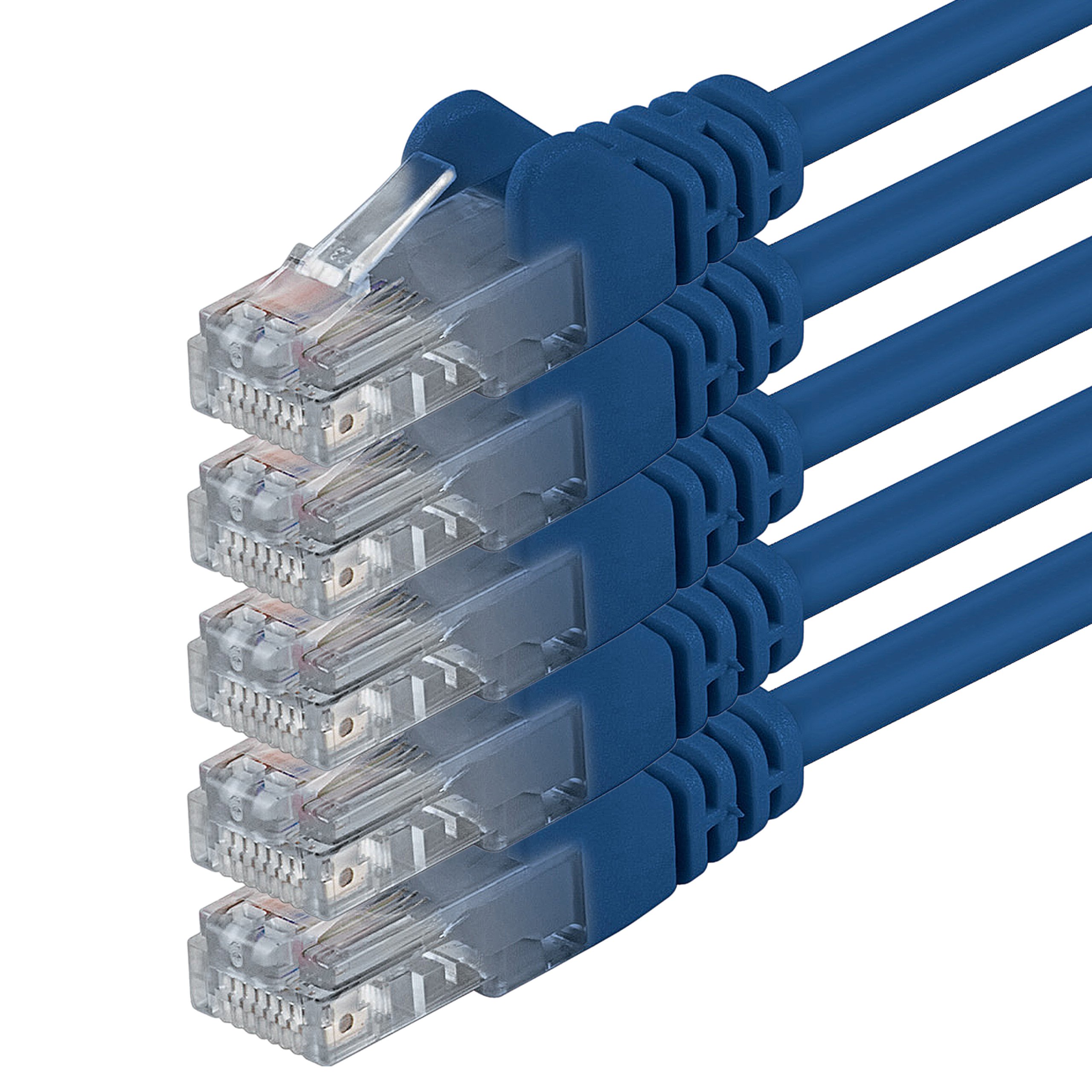 1aTTack.de 1m - blue - 5 pieces - (PACK) - CAT.6 CAT6 Ethernet LAN network cable 1000 Mbit/s patch cable
