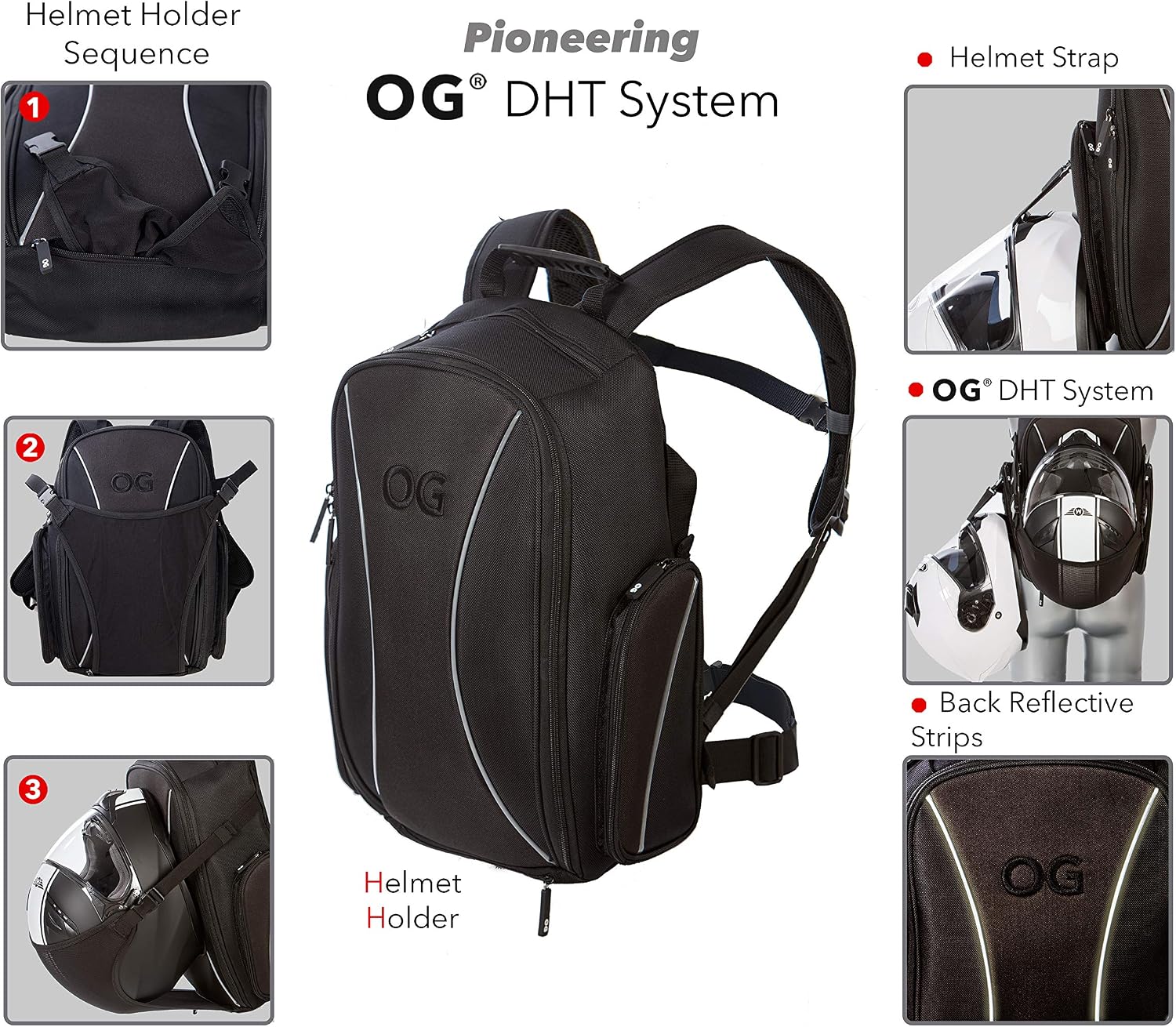 OG Original Motorcycle Backpack GO Black Waterproof, 20L, Motorbike Helmet Strap, Helmet Bag, Cycling Bag, Man, Laptop, Reflective - Image 4