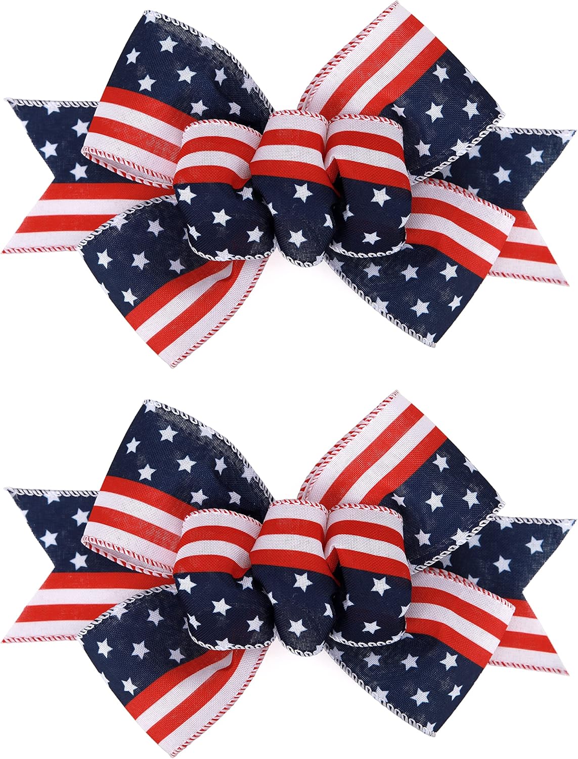Bows & Ribbons - Meseey 2 Pcs Christmas Burlap Bow Handmade Premade Bows for Wreaths Large Decorative Christmas Ornaments Tree Decorations Wrapping Bows Decor (Patriotic)