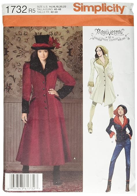 Steampunk Costumes, Outfits for Women Simplicity 1732 Misses Costume Coat R5 (14-16-18-20-22) $1.23 AT vintagedancer.com