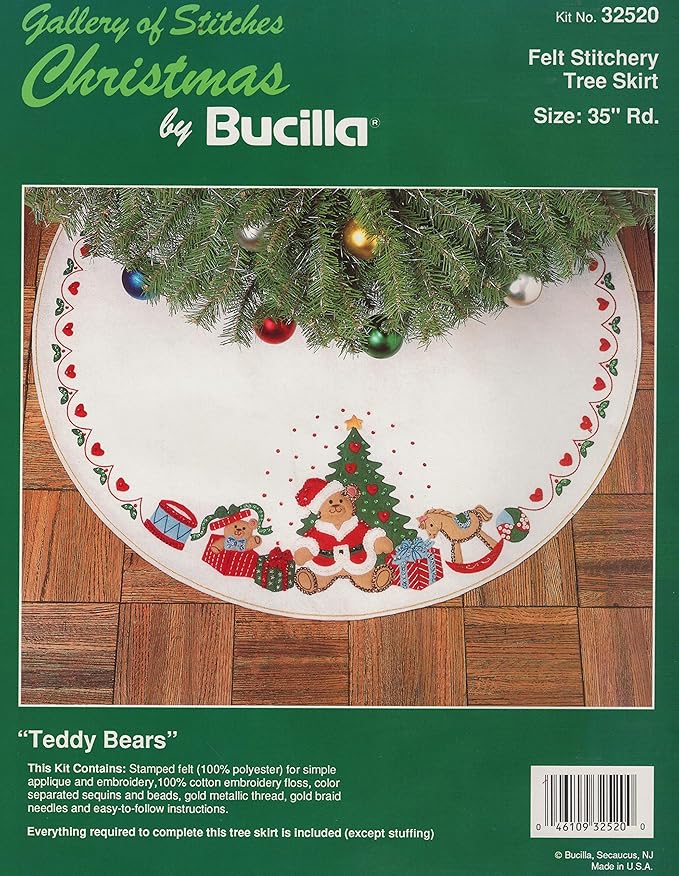 Download Amazon Com Bucilla Teddy Bears Felt Applique Tree Skirt Kit 32520 PSD Mockup Templates
