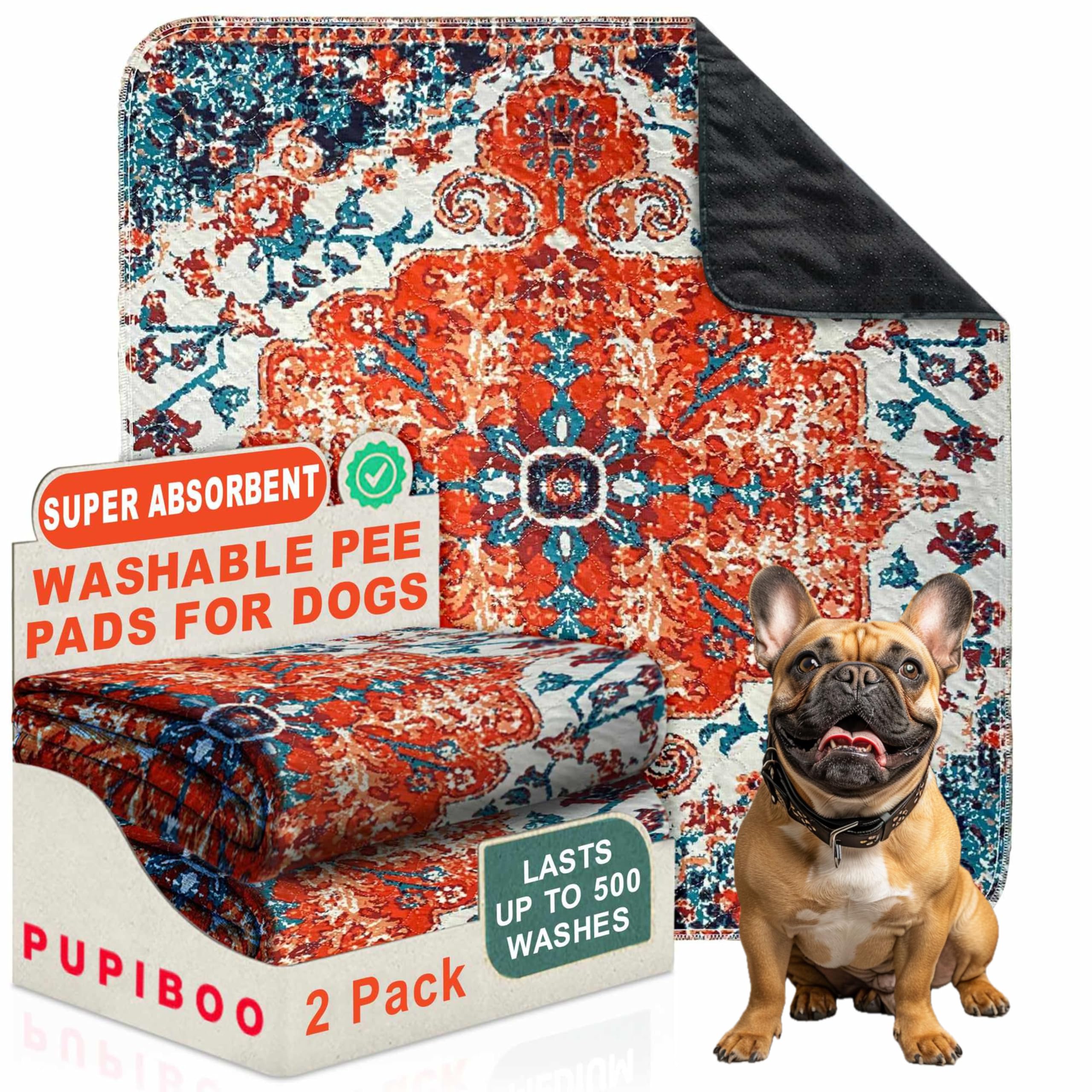 Photo 1 of PUPIBOO Washable Pee Pads for Dogs - Super Absorbent Reusable Puppy Training Pads - 100% Waterproof, Leak-Proof & Non-Slip Whelping Pads for Pet Housebreaking