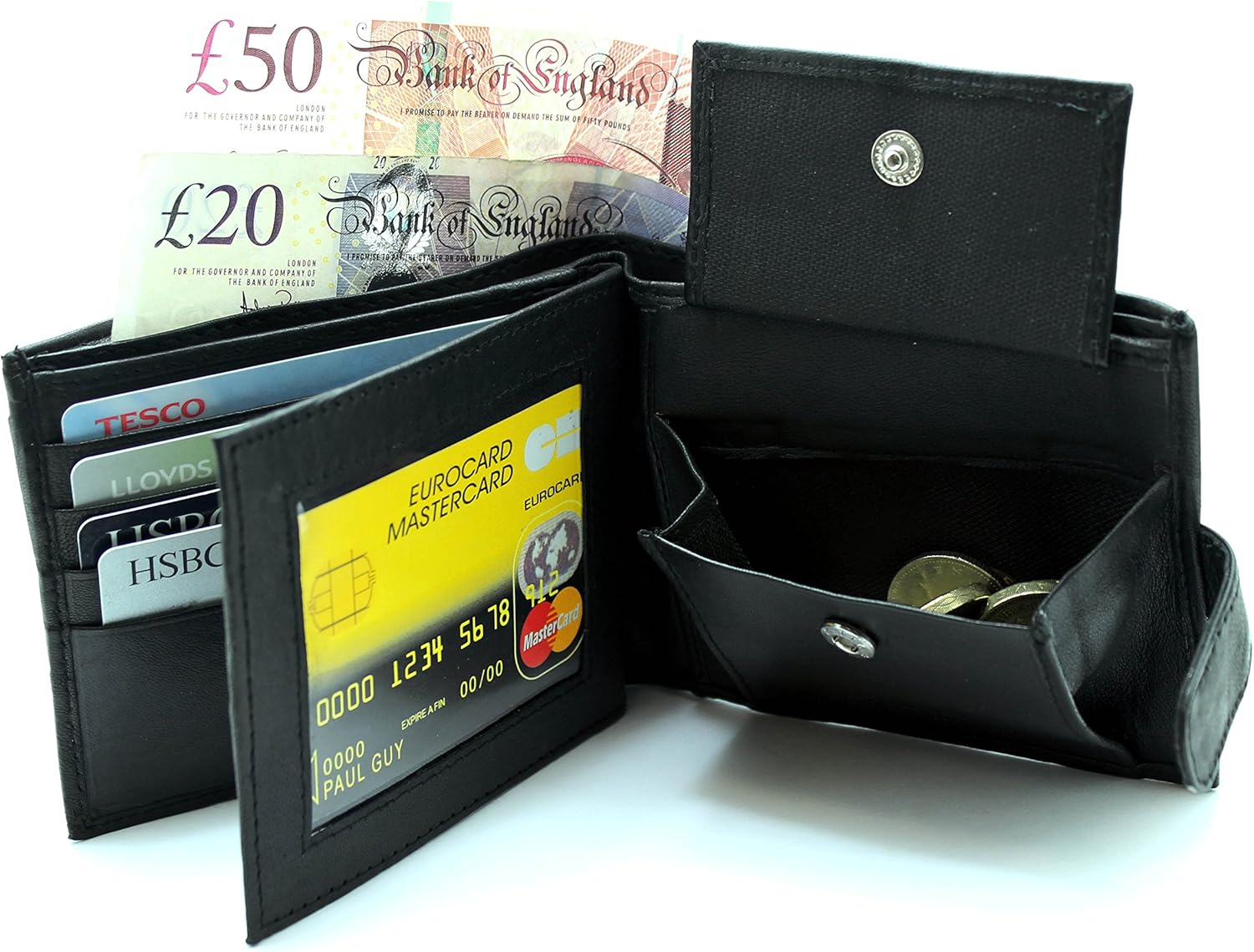 RAS Personalised Custom Engraved Wallet Men, Black, 12cm x 9.5cm - Image 5