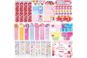 Thuodo 28 Pack Valentines Day Stationery Set for Kids Valentines Day Gift Card School Classroom Exchange Gifts Party Favors Supplies