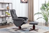 EVRE Armchair With Foot Stool and Reclining Functions Fabric Dark Grey view 5