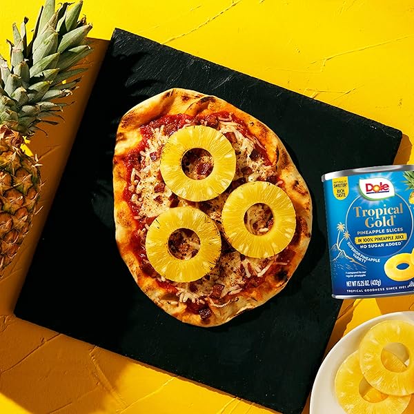 DOLE CANNED FRUIT, TROPICAL GOLD PINEAPPLE SLICES IN 100% PINEAPPLE JUICE, GLUTEN FREE, PANTRY STAPLES, NO SUGAR ADDED, 15.25 OZ