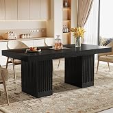 Tribesigns Dining Table for 4-6 People, 63 Inch Modern Rectangle Kitchen Table with Pedestal Base, Large Dinner Furniture for Dining Room, Kitchen, Living Room, Black