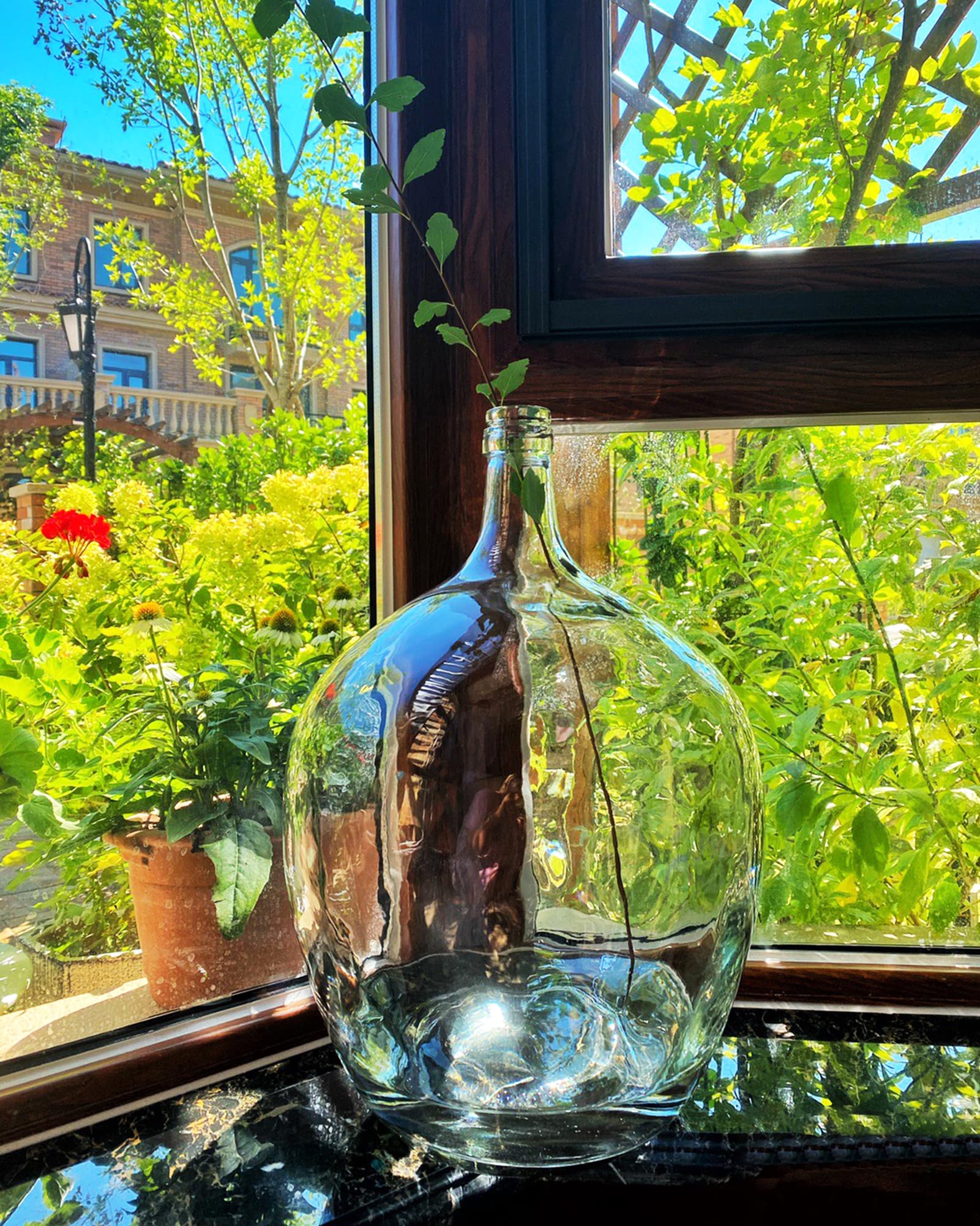 Photo 1 of 21" Extra Large Floor Glass Vase for Pampas Grass, Clear Tall Farmhouse Decorative Floor Vase, Heavy Duty Large Floor Vase for Branches Plant, Round Clear Vase for Living Room Boho Home Decor