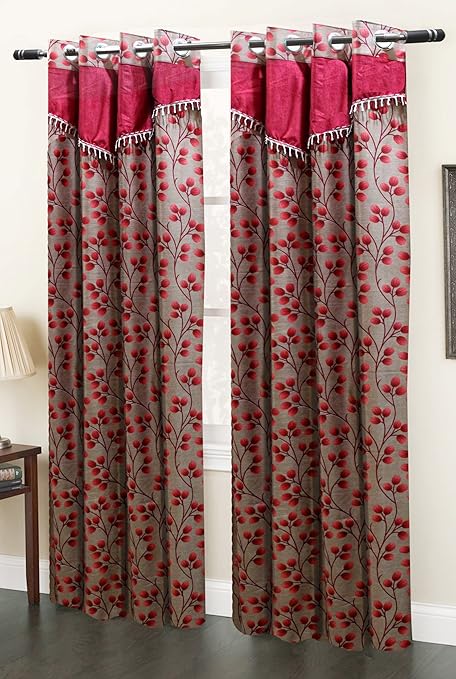 Buy Homefab India S Set Of 2 Designer Maroon Long Door Curtains