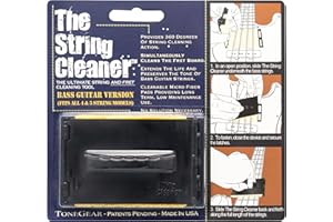 ToneGear Bass Guitar String & Fretboard Cleaner - The Original 360 Degree Scrubber & Maintenance Tool for Bass Guitar - Cleanable Microfiber Pads - No Solution Needed