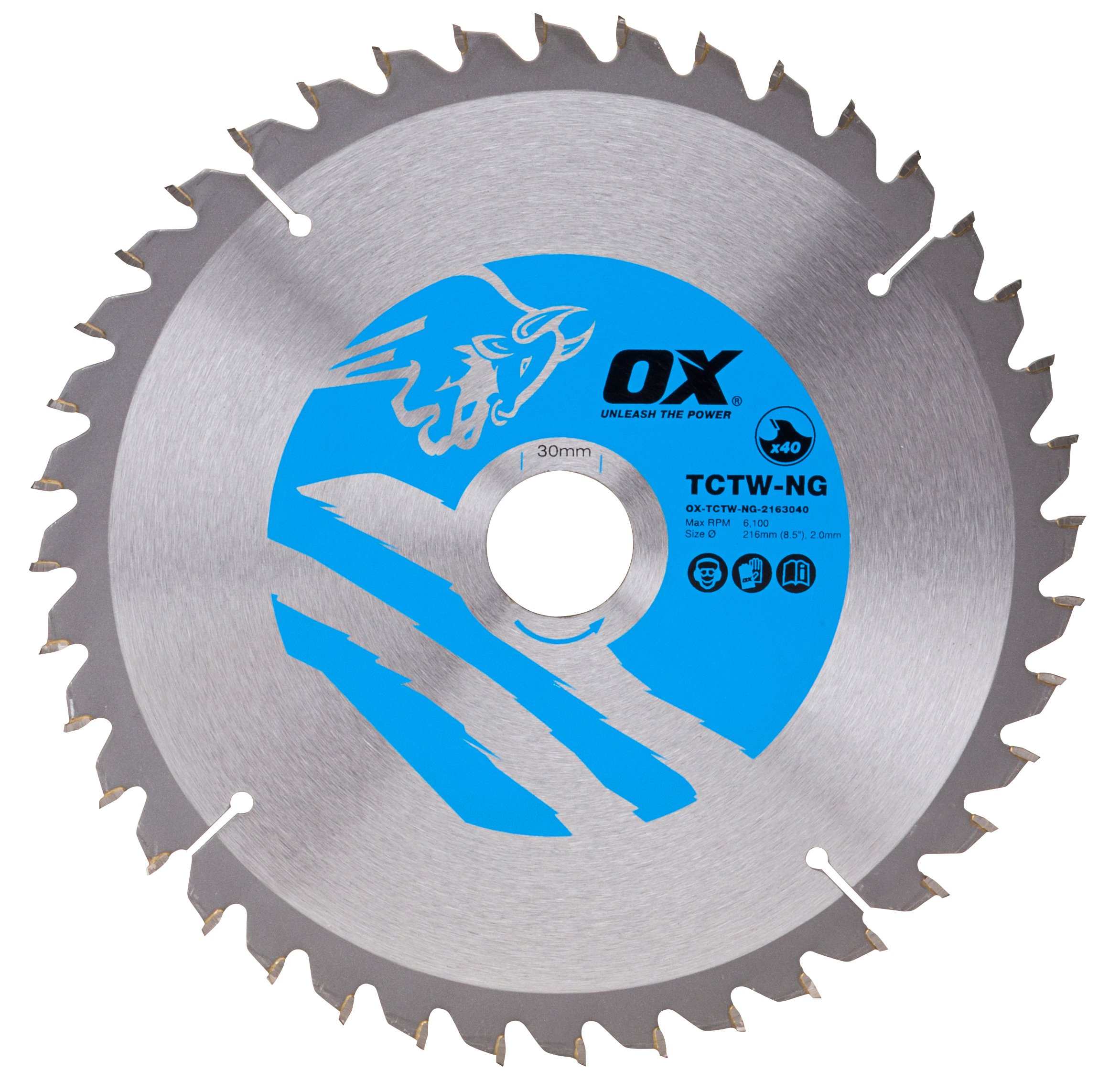 OX Wood Cutting Negative Rake Circular Saw Blade 216/30mm, 40 Teeth ATB