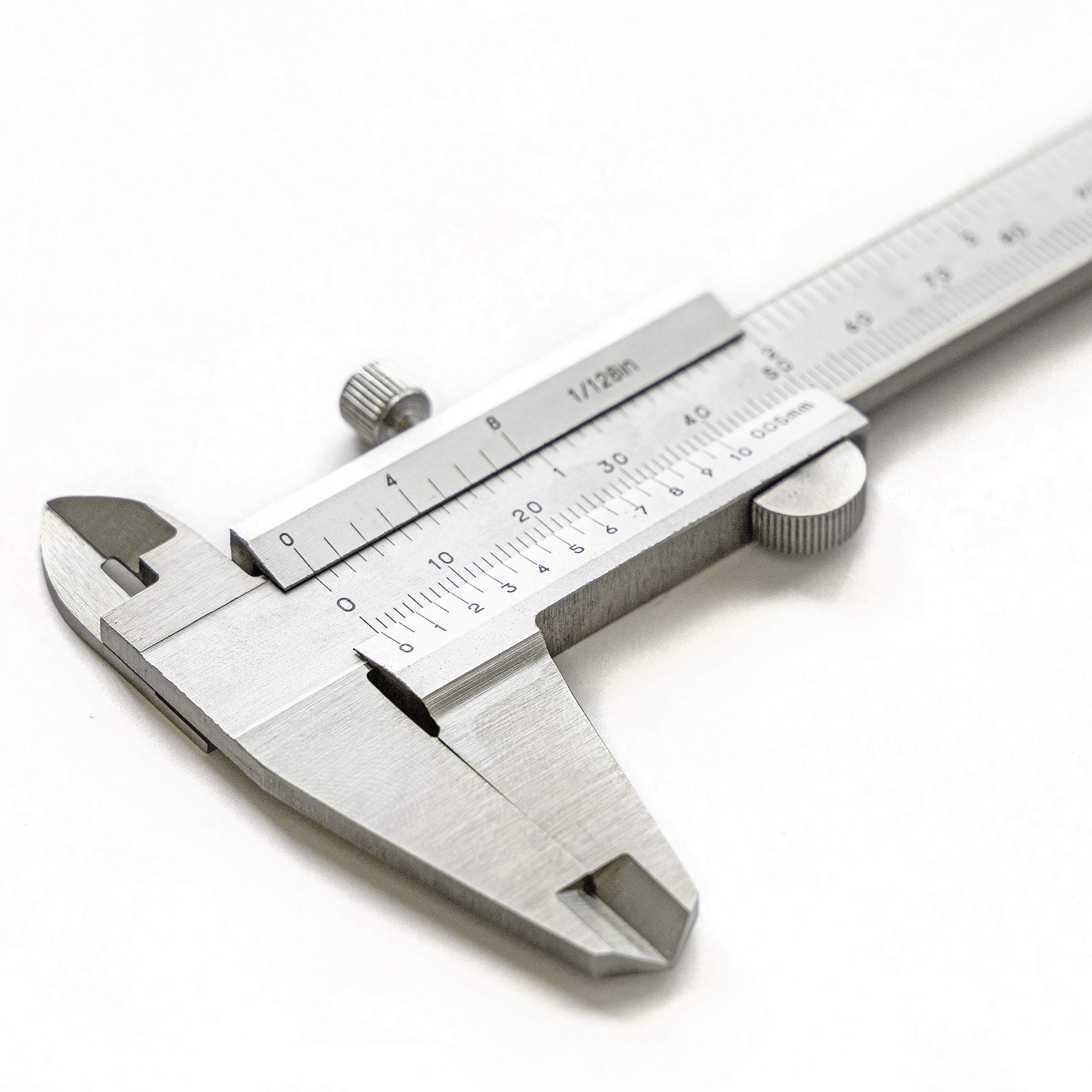 AlphaRox - 150 mm Stainless Steel Analogue Caliper, High Accuracy (DIN862), 0.05 mm Reading, Depth Measurement, Internal/External
