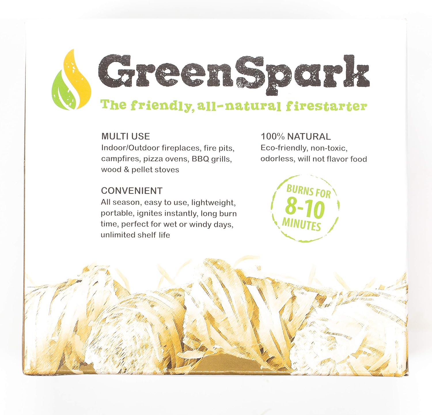 GreenSpark – Friendly Fire Starter Bundles, 70 Count, 100% All-Natural, 8-10 Min. Burn, Fireplace, Campfire, Fire Pit, BBQ Grill, Wood & Pellet Stove, Indoor/Outdoor, All-Weather, Super Fast Lighting: Home & Kitchen