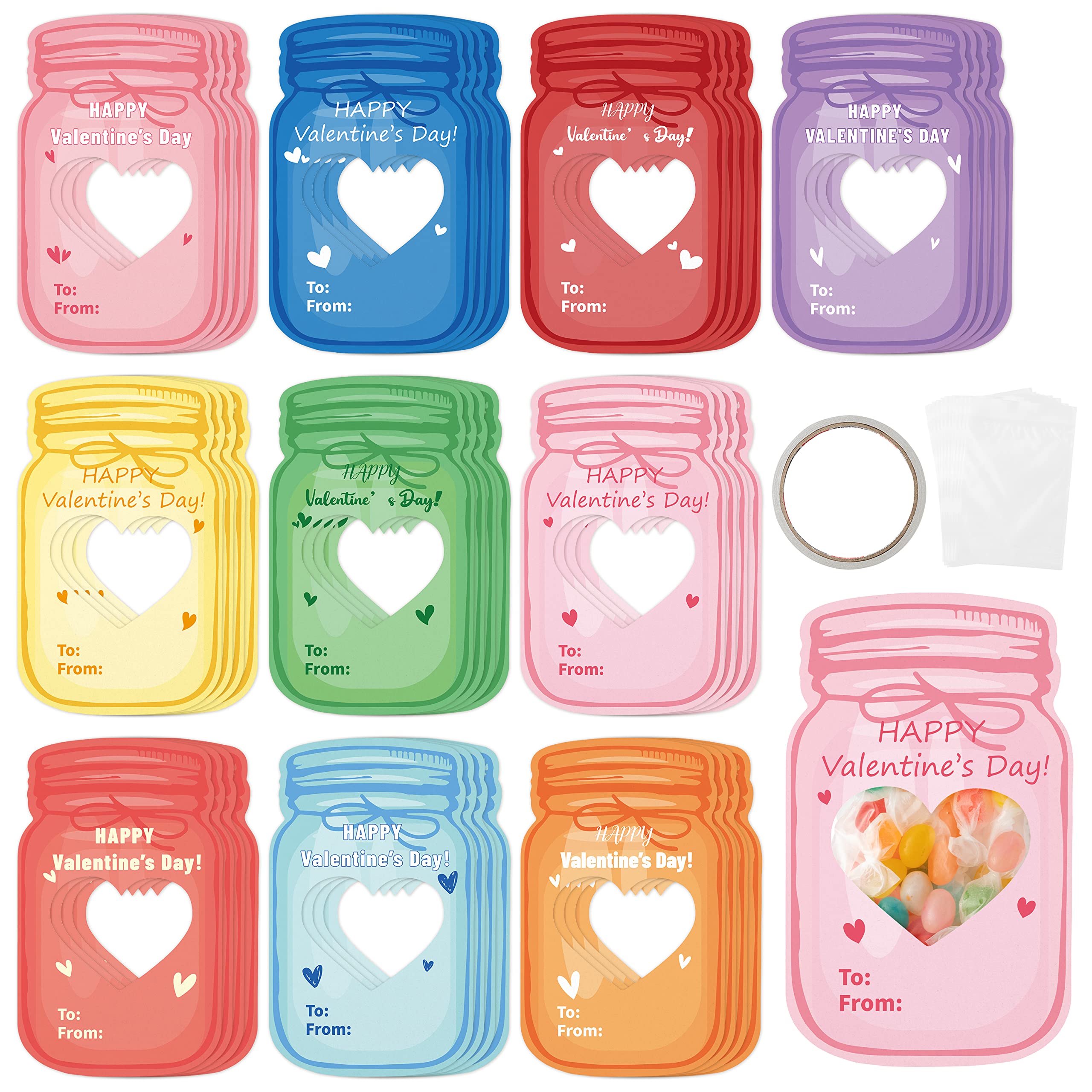 40Pcs Valentine’s Day Love Bug Greeting Card for Kids, Bottle Shaped Funny Exchange Card Bulk Heart Gift for School Classroom Valentines Party Favor Supplies, Multicolor Bottle (Candy Not Included)