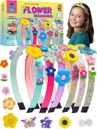 Purple Ladybug Make Your Own Flower Headbands Kit for Kids 6-10