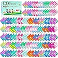 128 Pcs Party Favors Fidget Toys Bulk for Kids 6-8 Fidgets Packs Sensory Stress Bauble Mini Push Pop Keychain Treasure Box Classroom Prizes for Boy Girl Adult