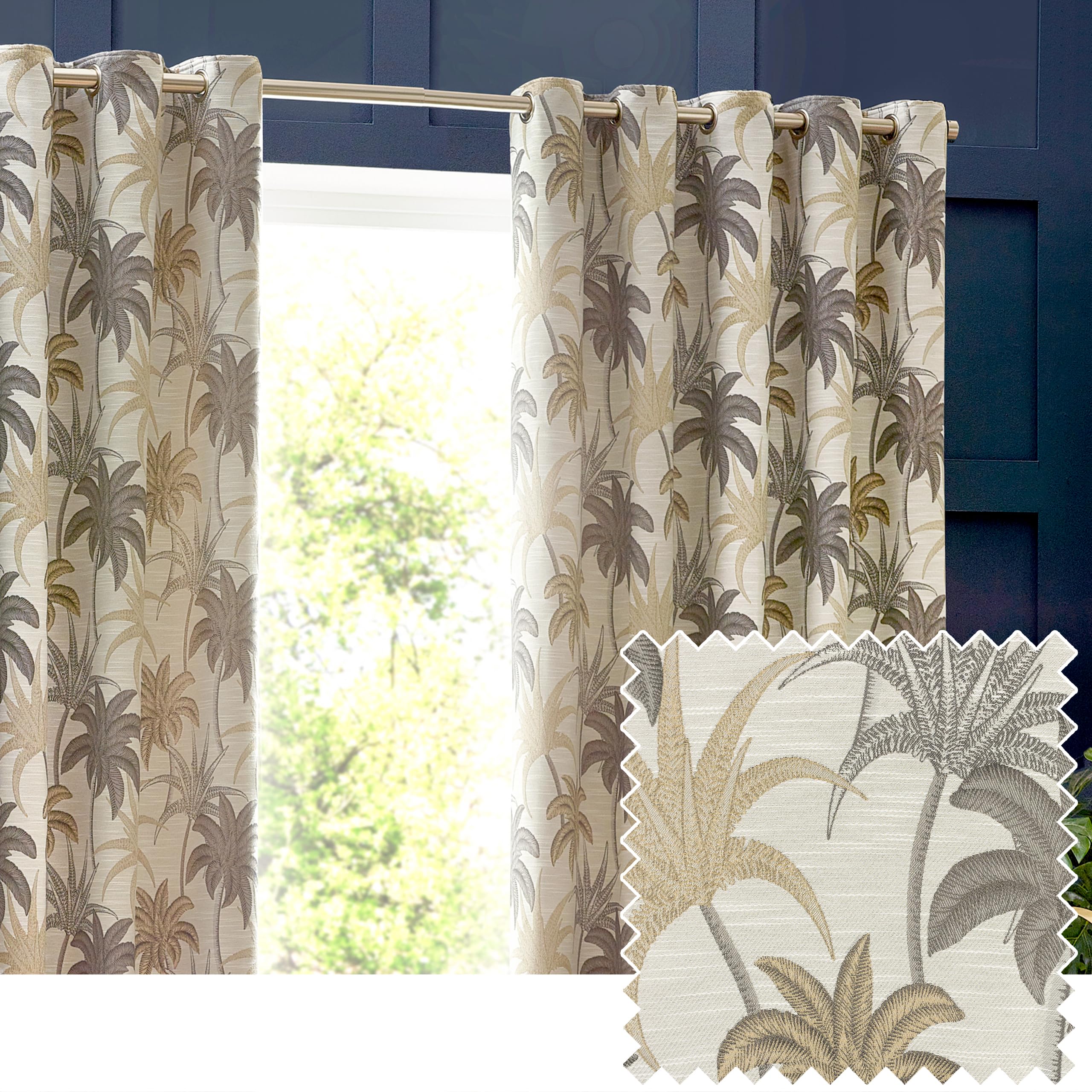 furn. Wylder Tropics Galapagos Jacquard Eyelet Curtains