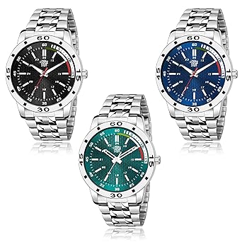 Pack of 3 Multicolor Dial Analogue Watch for Men and Boys