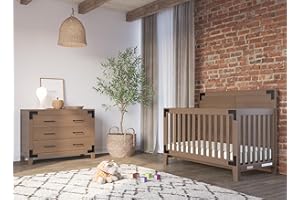 Child Craft Lucas Crib and Dresser Nursery Set, 2-Piece, Includes 4-in-1 Convertible Crib and 3-Drawer Dresser, Grows with Your Baby (Dusty Heather)