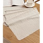 Vitalizart Beige Table Runner 14 x 72 Inches Long Slub Texture Cotton Linen Table Runner for Rustic Home Decorations Dining Room Wedding Decor Reception Bridal Shower Thanksgiving Christmas