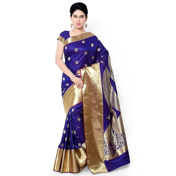 Women's Paithani Silk Kanchipuram Saree With Unstitched Blouse Piece